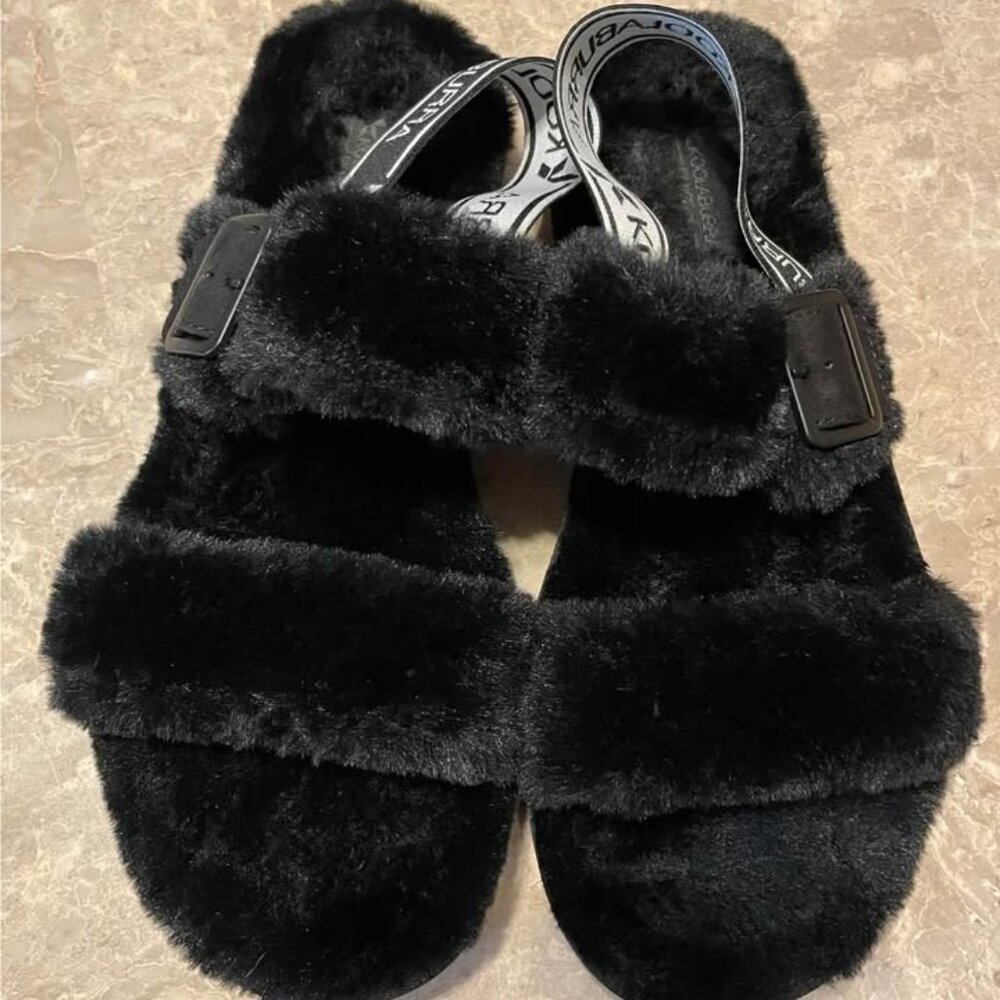 Black Koolaburra by Ugg Fuzz oh backstrap sandals slippers